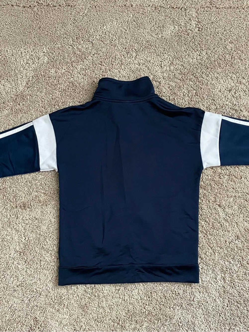adidas Navy and White Zip-Up Track Jacket-Size 7